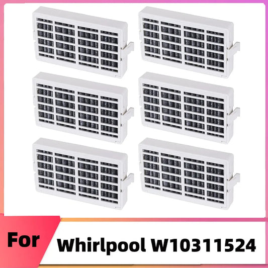 Replacement Refrigerator Air Filter Compatible with Whirlpool W10311524 / AIR1 / W10315189 / W10335147 — 6 Pack