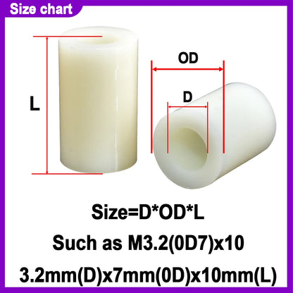 M3-M12 Round ABS Insulation Spacers Hollow Non Thread Standoff Rack Washer TV Install Plastic Column Pillars Beige 80-1000pcs