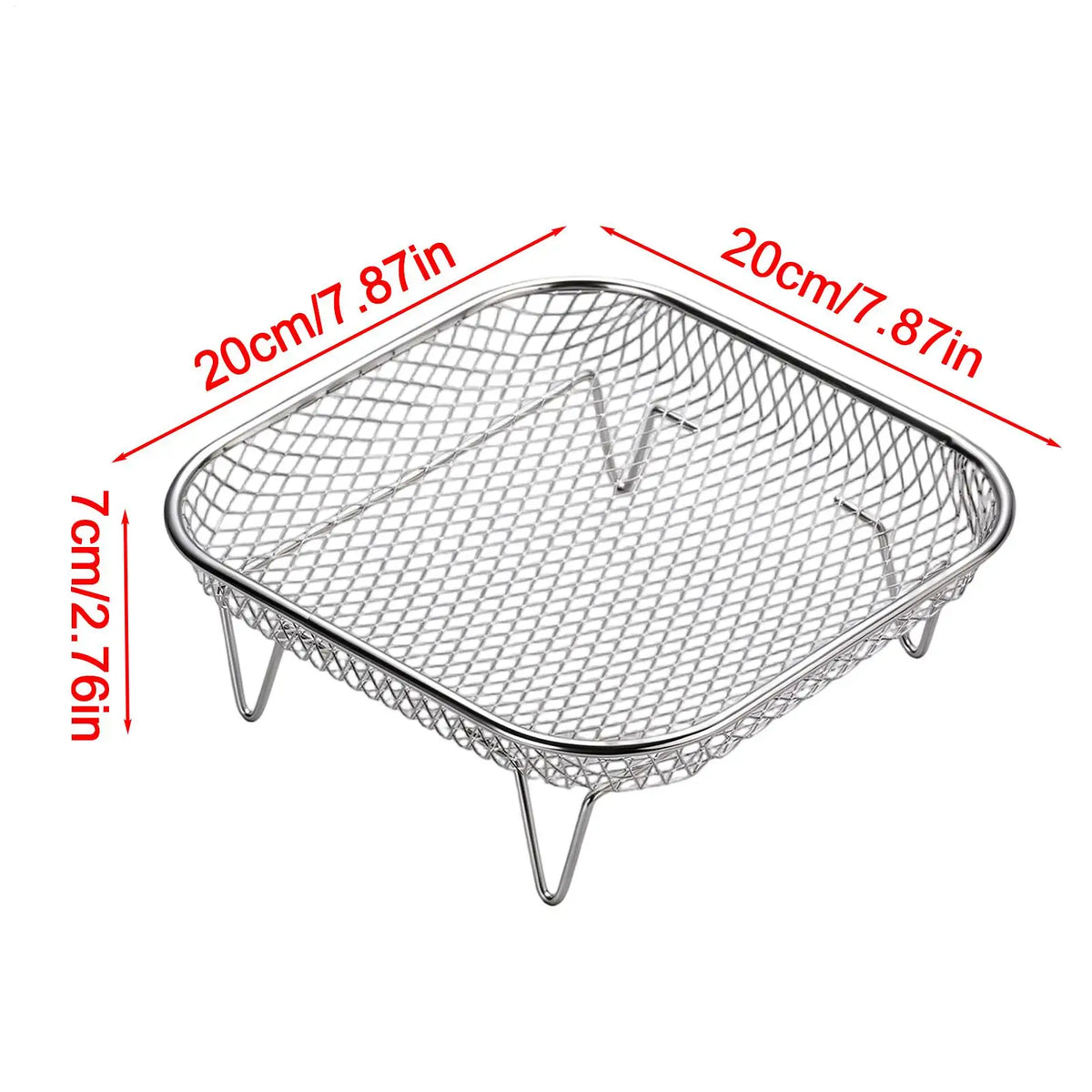 Air Fryer Rack Stainless Steel Square Stackable Air Fryer Mesh Basket for Oven Microwave Steamer Kitchen Cooking Tray Accessorie