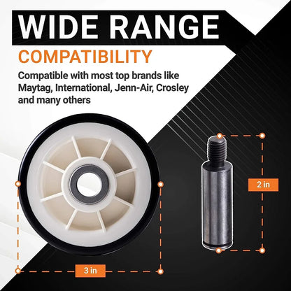 12001541 303373K 2pcs Dryer Drum Support Roller Kit Replacement Part Compatible with Maytag & Crosley Dryers 303373 12001541VP