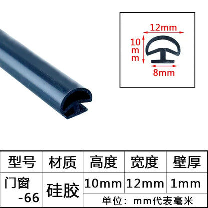 1/3/5M Aluminum Alloy Door Window Soundproof Strip Bridge Cutoff Silicon Sealing Strips Card Slot Type Windproof Dust-Proof Seal