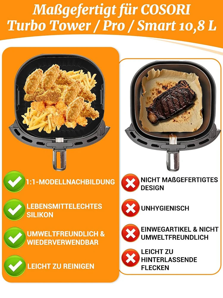 Hot Air Fryer Silicone Mould - Exclusive for Cosori Turbo Tower/Turbo Tower Pro/Smart 10.8L Double Stack Airfryer Baking Mold