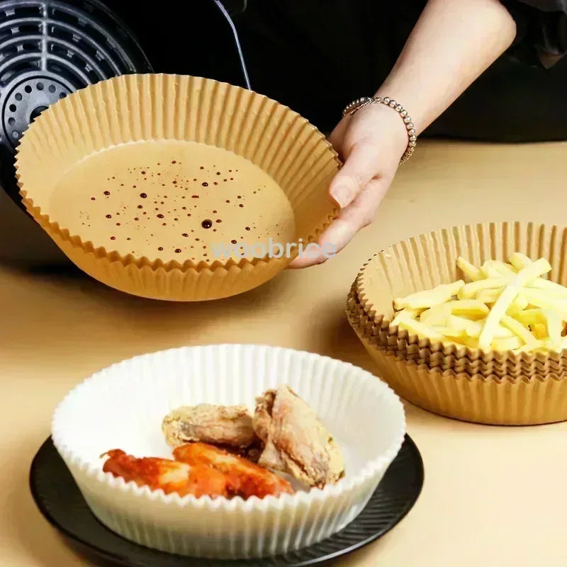 50/100pcs Air Fryer Disposable Liners, Non-Stick Airfryer Baking Papers, Non-stick Parchment Paper for Baking Roasting Microwave