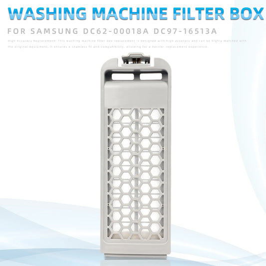 Washing Machine Filter Box Compatible with Samsung DC62-00018A DC97-16513A, Lint Mesh Filter Replacement (24.5cm x 8.5cm)