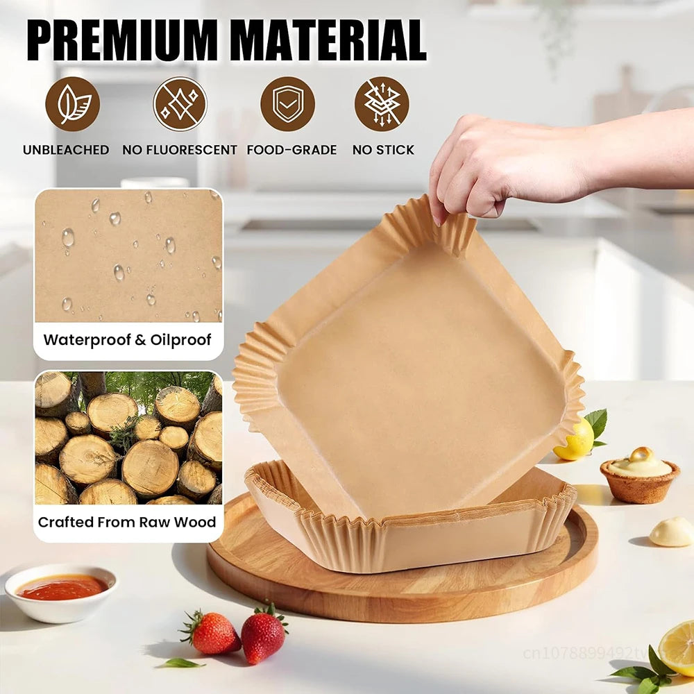 8" Parchment Paper, Non-Stick & Oil-Proof, Fits Ninja AF141 5QT AF181 6.5QT, Cosori, Instant Pot 6 QT, Other 5-8QT Air Fryers