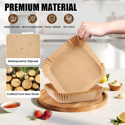 8" Parchment Paper, Non-Stick & Oil-Proof, Fits Ninja AF141 5QT AF181 6.5QT, Cosori, Instant Pot 6 QT, Other 5-8QT Air Fryers