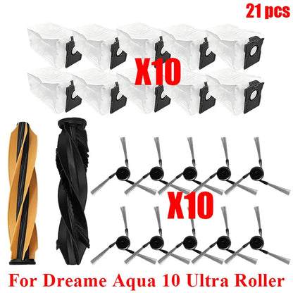 Acccessories Compatible with (Dreame Aqua 10 Ultra Roller) Vacuum Parts Main Roller Brush Side Brush Cleaner Filter Dust Bag Roller Mops