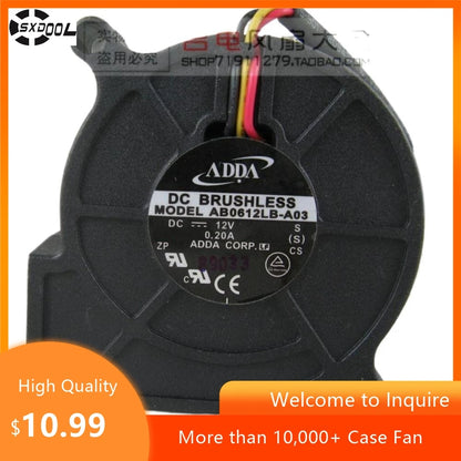 60mm Blower Fan for ADDA AB0612LB-A03 6025 12V Turbo Blower Fan for Projectors & Electronics, 45CFM, 3-Wire PWM