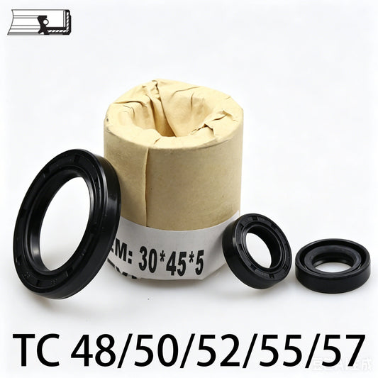 TC 48 50 52 55 57 Black NBR Rubber Grooved Double Lips Gasket Joint Sealing Joint O Ring Rotating Shaft Spring Skeleton Oil Seal