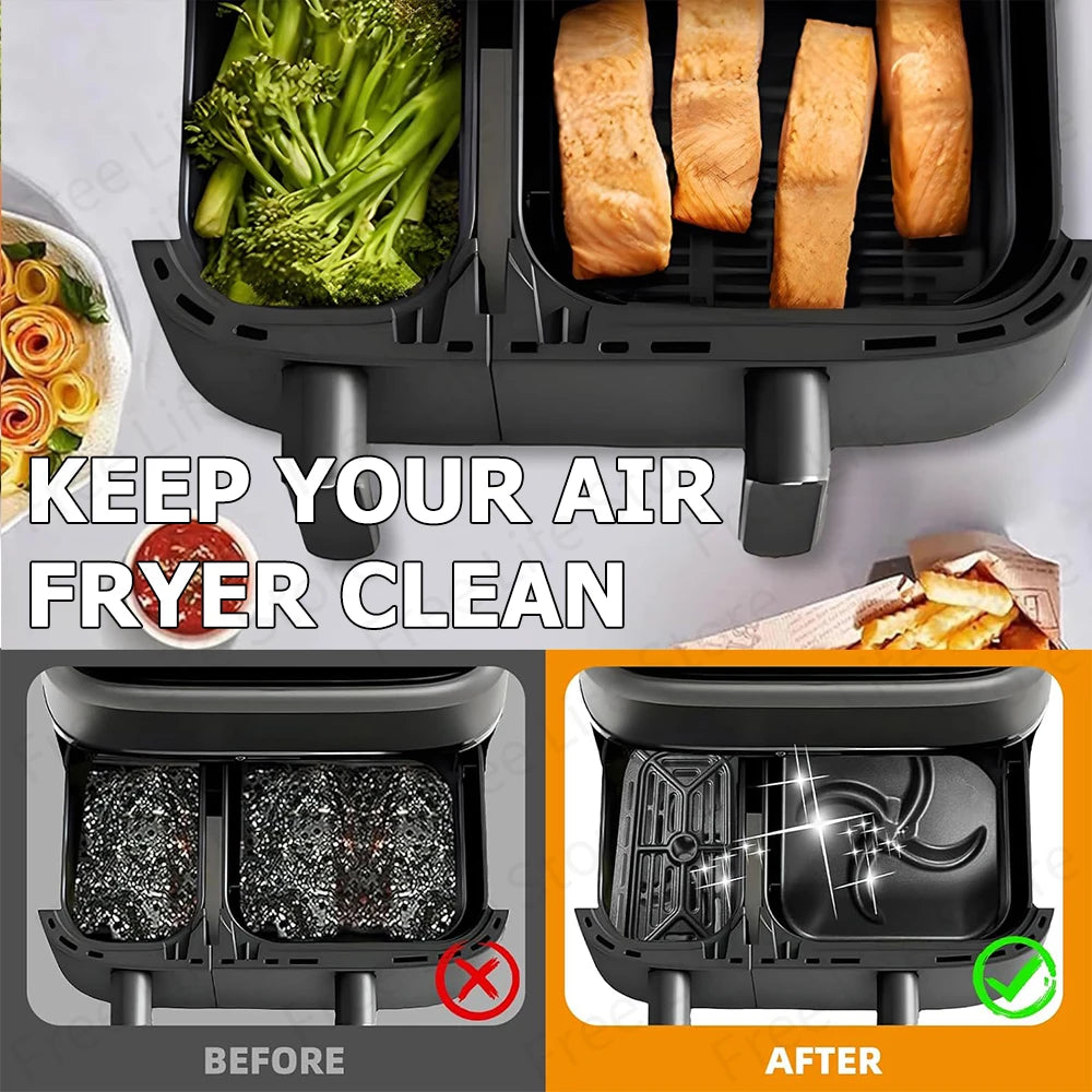 2Pcs Silicone Air Fryer Liners for Philips Dual Basket 3000 6L/3L Series NA350/00 Reusable Mold for Philips Airfryer 5000 Series