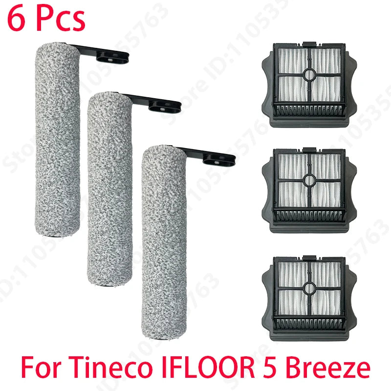 For Tineco IFLOOR 5 Breeze Complete Wet/Dry All-in-One Vacuum Cleaner Spare Parts Brush Roller and HEPA Filter Replacement Acces