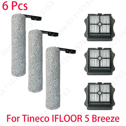 For Tineco IFLOOR 5 Breeze Complete Wet/Dry All-in-One Vacuum Cleaner Spare Parts Brush Roller and HEPA Filter Replacement Acces