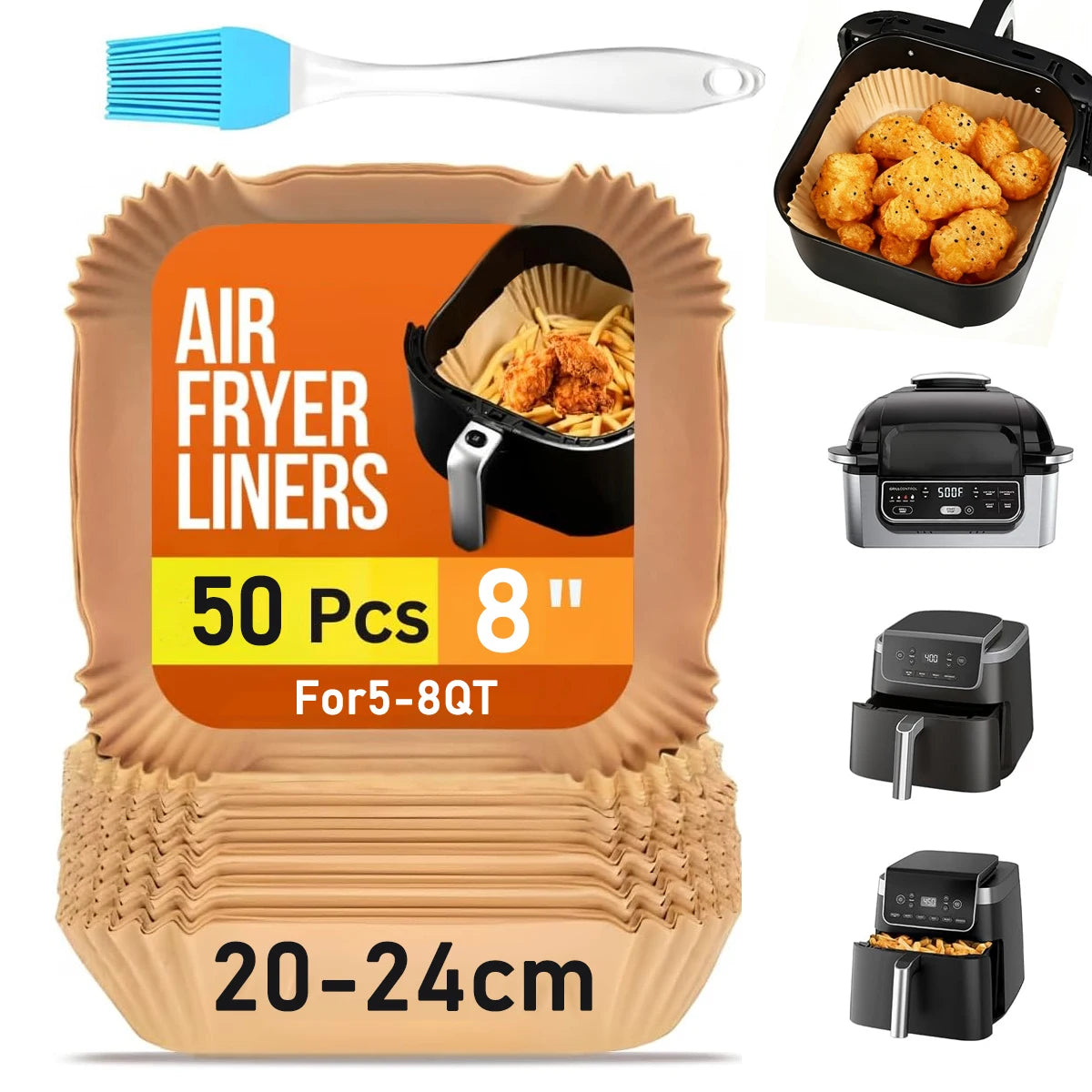 Air Fryer Paper Liners for Ninja Foodi Grill AG301 Grill, AF141 Pro 4-in-1 Disposable Square Parchment Paper