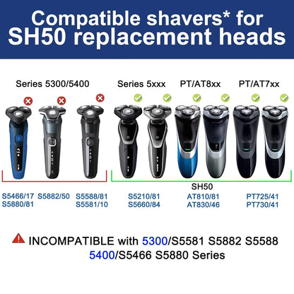 Replacement Head Compatible with Philips Series 5000 Shavers, SH50/52