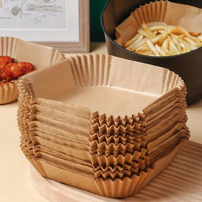 10-200pcs Air Fryer Disposable Paper Liner Square Air Fryer Liner Oil & Parchment Paper for Baking Roasting & BBQs Gr