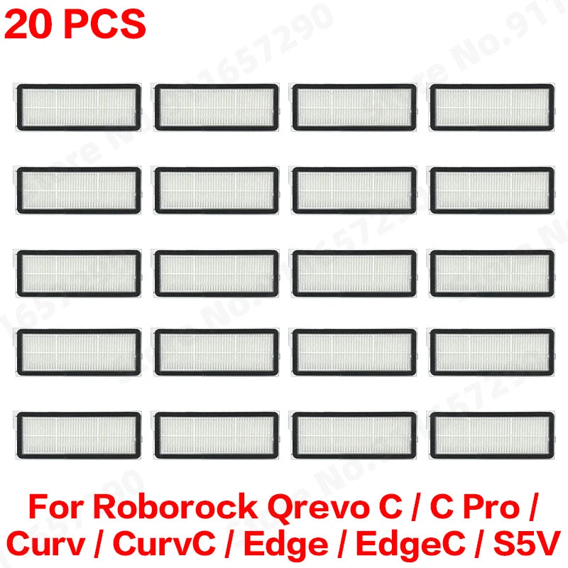 Compatible with Roborock Qrevo C/C Pro/Curv/CurvC/Edge/EdgeC/S5V Compatible Main Side Brush, Mop Cloth, Dust Bag & Filter Set