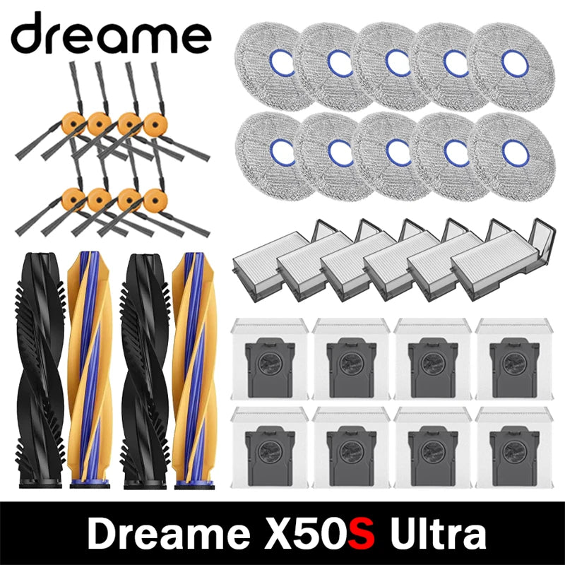 Dreame X50s Ultra Robot Vacuum Cleaner Accessories Main Side Brush HEPA Filter Mop Cloths Dust Bag Spare Parts