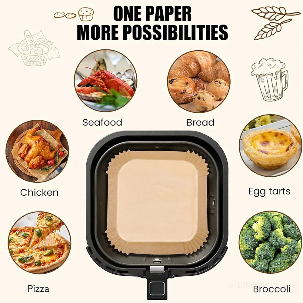 8" Parchment Paper, Non-Stick & Oil-Proof, Fits Ninja AF141 5QT AF181 6.5QT, Cosori, Instant Pot 6 QT, Other 5-8QT Air Fryers