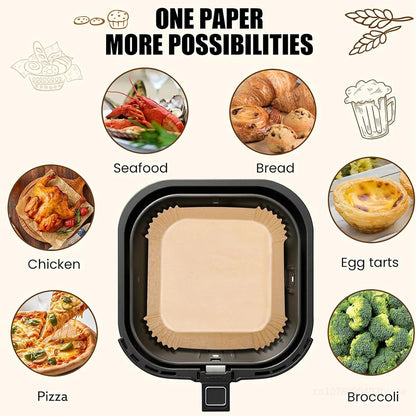 8" Parchment Paper, Non-Stick & Oil-Proof, Fits Ninja AF141 5QT AF181 6.5QT, Cosori, Instant Pot 6 QT, Other 5-8QT Air Fryers