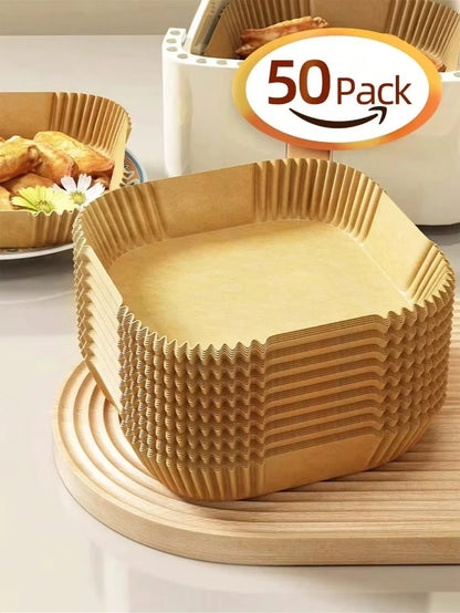 10-200pcs Air Fryer Disposable Paper Liner Square Air Fryer Liner Oil & Parchment Paper for Baking Roasting & BBQs Gr