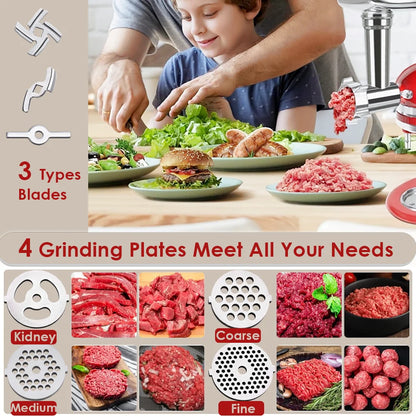 Metal Food Grinder Attachments for All KitchenAid Stand Mixers, Meat Grinder, Sausage Stuffer, (Kitchenaid Mixer Not Included )