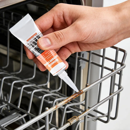 Dishwasher Rack Coating Repair Kit 50ml Long-Lasting Coating Gel with 2 Brushes Dishwasher Rack Repair Adhesive for Home Kitchen