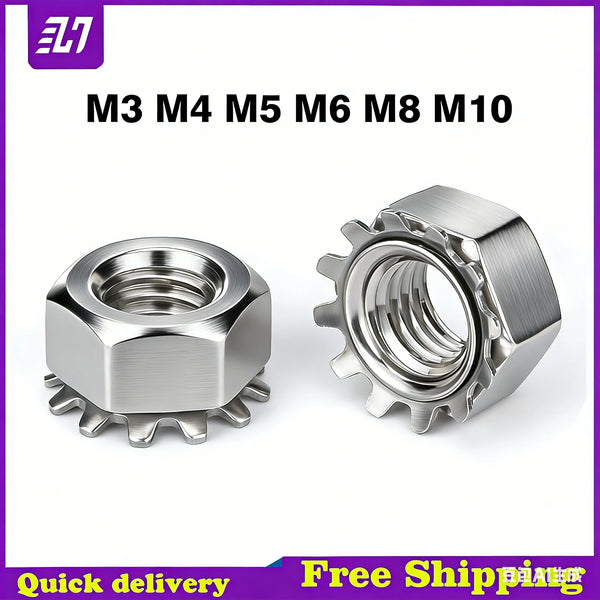 Hex K Lock Nut K-type Gear KepsToothed Polydentate Nuts 304 Stainless Steel M3 M4 M5 M6 M8 M10