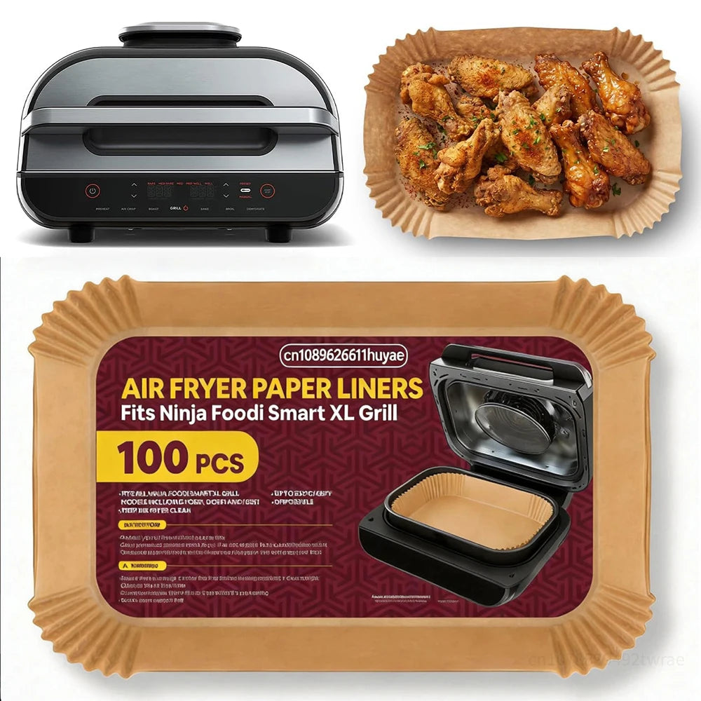 Air Fryer Paper Liners for Ninja Foodi Smart XL Grill Disposable Parchment Liners, Fits FG551, DG551 & IG551, Heat Safe to 428°F