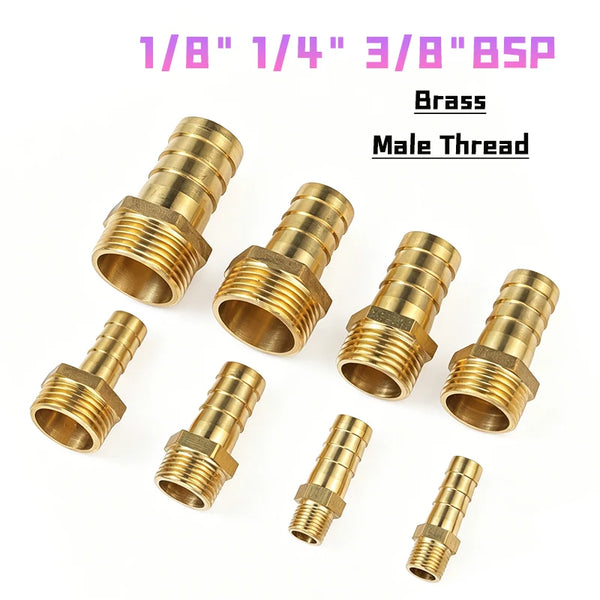 1/8" 1/4" 3/8" Bsp Brass Hose Tail Connector Barbed Hose Tail End Pipe Connector To Bsp Male Thread,pond/pool/hose Pipe Adapter