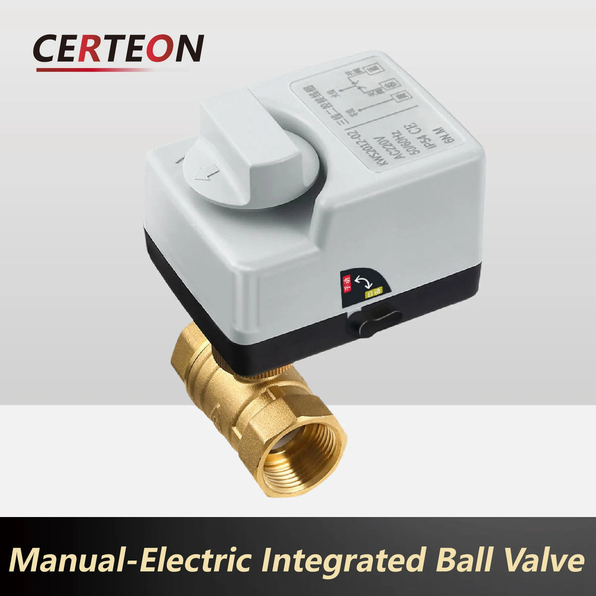 AC220V 24V Electric Brass Motorized Ball Valve 2/3 Way Manual Override Three Wire Control Water Shut Off Valve for Solar HVAC