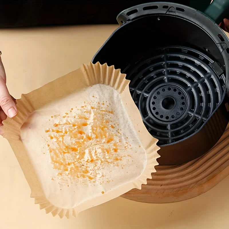 10-200pcs Air Fryer Disposable Paper Liner Square Air Fryer Liner Oil & Parchment Paper for Baking Roasting & BBQs Gr