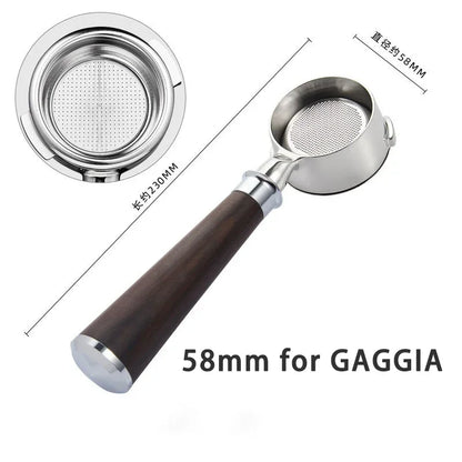 58mm Filter for GAGGIA Coffee Machine Bottomless Coffee Portafilter Home Espresso Solid Wood Handle Barista Tool