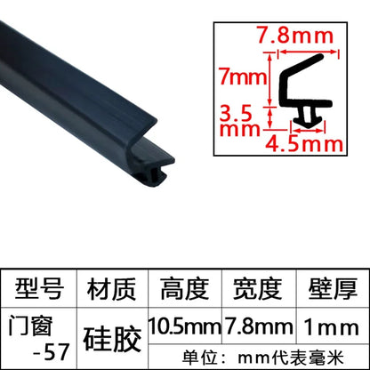 1/3/5M Aluminum Alloy Door Window Soundproof Strip Bridge Cutoff Silicon Sealing Strips Card Slot Type Windproof Dust-Proof Seal