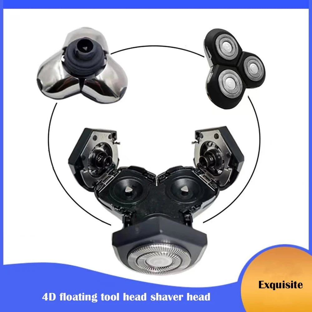 Replacement Men Electric Shaver Heads 3 Cutter Spare Beard Razor Blades 4D Floating Extra Head Stainless Steel