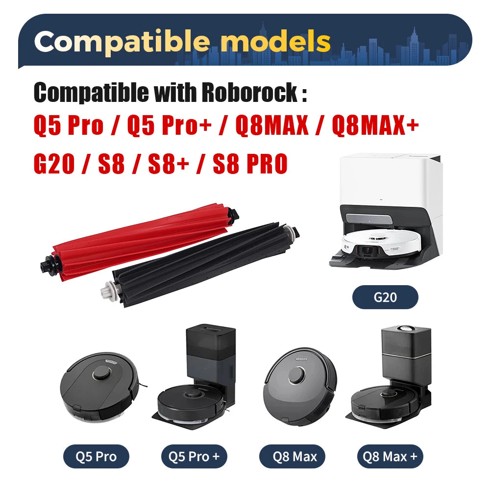 Main Brush Compatible with Roborock Q5 Pro/Q5 Pro+/Q8 Max/Q8 Max+/G20/S8/S8+/S8 Pro Ultra Robot Vacuum Roller Brush Main Brushes
