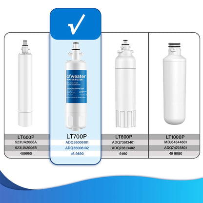 Replacement Refrigerator Water Filter Compatible with LG / Kenmore ADQ36006101 / LT700P / ADQ36006102 / 9690 / RWF1200A — 1-9 Pack