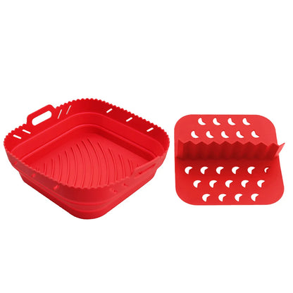 Square Air Fryer Silicone Basket Pot Reusable Foldable AirFryer Mold Liners Bpa Free Oven Baking Tray Mat Kitchen Accessories