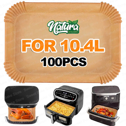 Large Air Fryer Disposable Baking Paper Liners for Ninja Foodi FlexDrawer Air Fryer 10.4L AF500EU/AF500EUCP, Cecotec 9000 9L