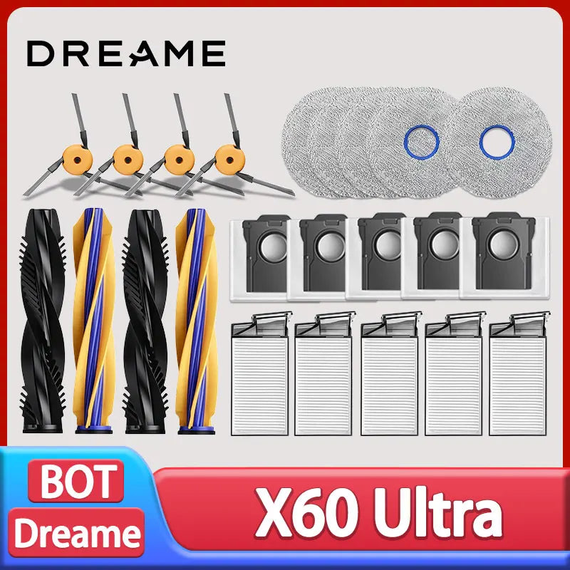 Dreame X60 Ultra / X60 Master Accessories Main Side Brush HEPA Filter Mop Cloths Dust Bag Vacuum Cleaner Replacement Spare Parts