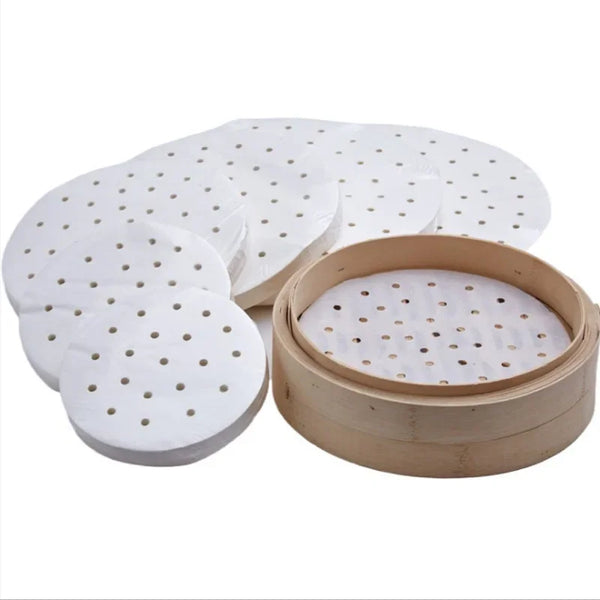 50/100pcs 7/8/9 Inch Air Fryer Round Air Fryer Paper Liners Disposable Baking Sheets Perforated Parchment Papers Steamer Mat