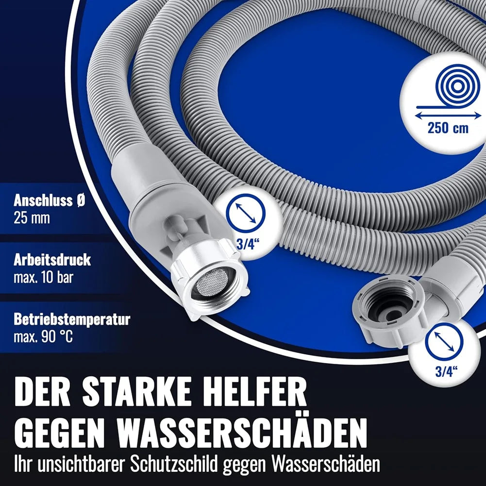 AT28-For Aquastop Washer Hose 2.5 M(3/4 Inch) For Washing Machine, Dishwasher Connection