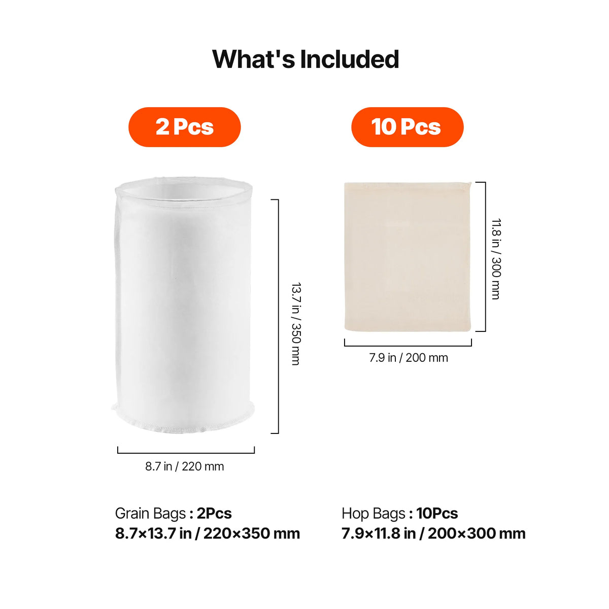 SucceBuy Brew Bags 2PC Nylon Material Grain Bag 10PCS Natural Cotton-Linen Hop Bag Only for Our Automatic Beer Brewer