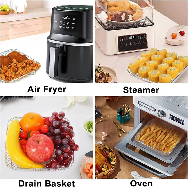 Air Fryer Accessories Metal Oven Air Fryer Racks For Baking Stackable Grill Skewer Rack Fit All Airfryer 4.2Qt - 5.8Qt