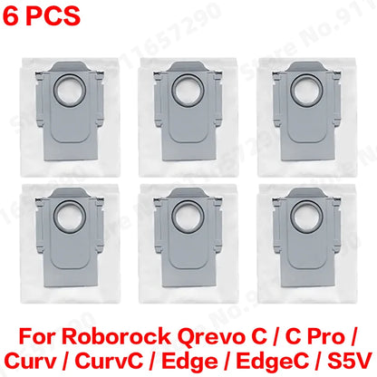 Compatible with Roborock Qrevo C/C Pro/Curv/CurvC/Edge/EdgeC/S5V Compatible Main Side Brush, Mop Cloth, Dust Bag & Filter Set