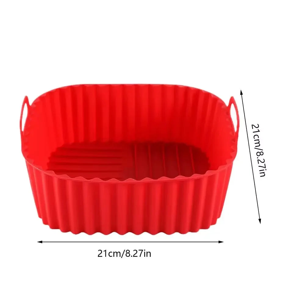 Square Silicone Air Fryer Baking Pan Reusable Non-Toxic for Oven BBQ Barbecue Kitchen Cooking Bakeware Tool