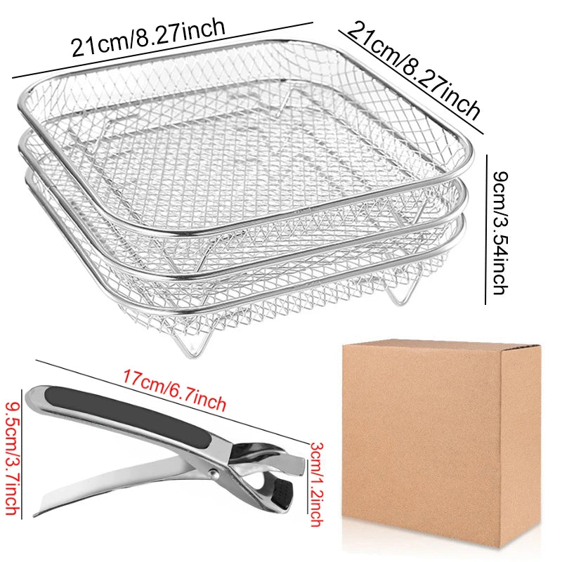 Air Fryer Accessories Metal Oven Air Fryer Racks For Baking Stackable Grill Skewer Rack Fit All Airfryer 4.2Qt - 5.8Qt