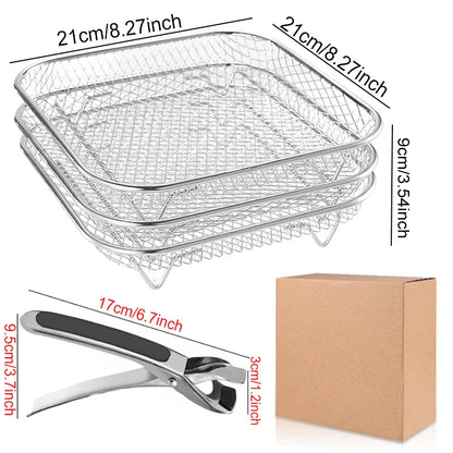 Air Fryer Accessories Metal Oven Air Fryer Racks For Baking Stackable Grill Skewer Rack Fit All Airfryer 4.2Qt - 5.8Qt
