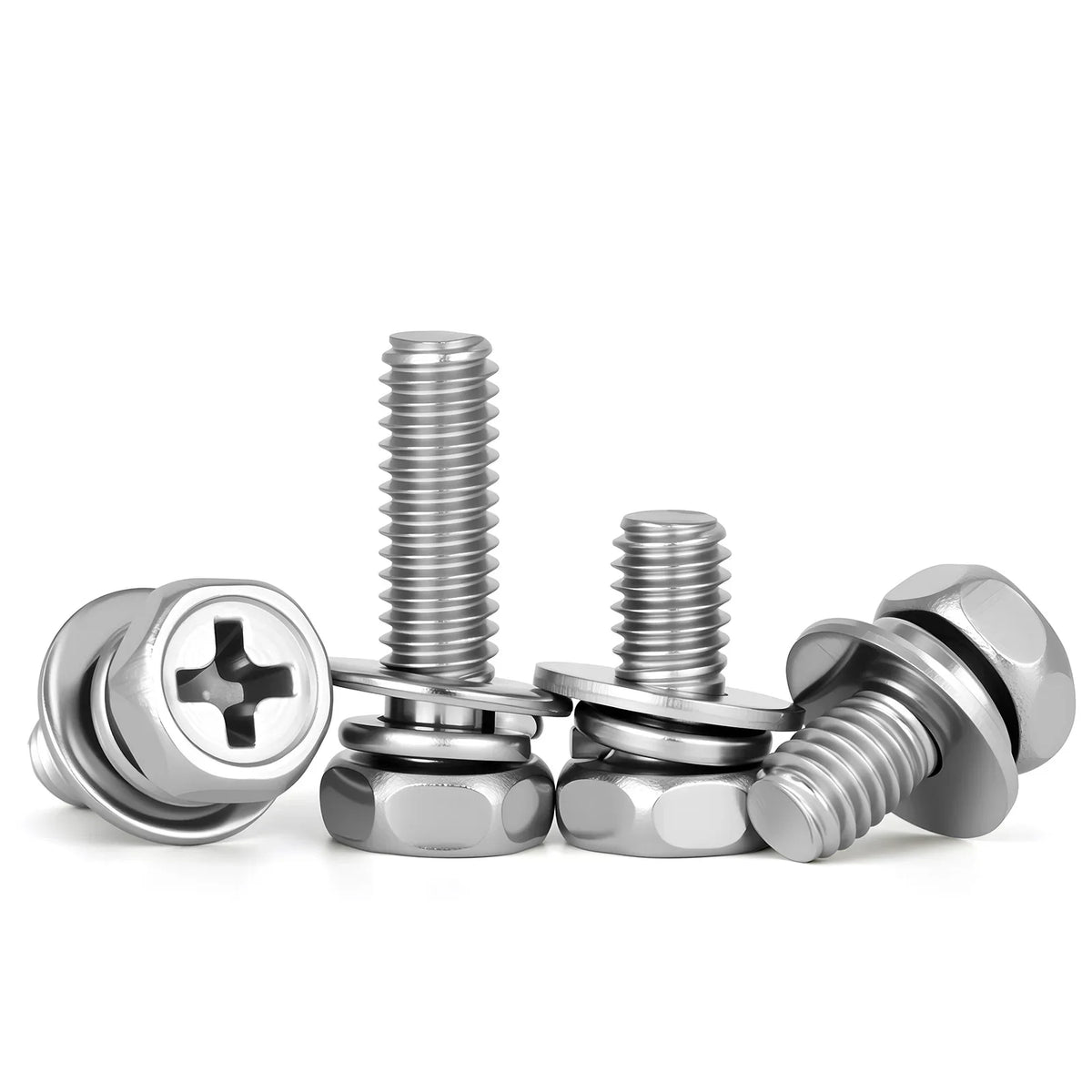 M3 M4 M5 M6 M8 M10 Cross Recessed Hex Head with Washer Sem Screw Stainless Steel Metric Three Combination Thread 3-20 Pcs