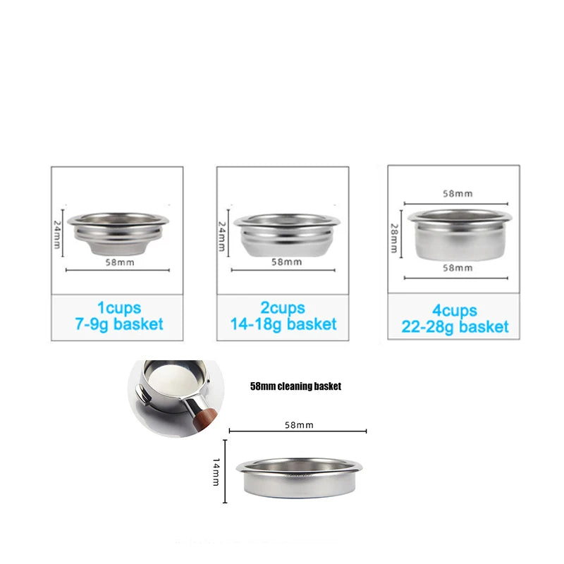 GAGGIA Bottomless Portafilter Filter 58mm Solid Wood Handle Stainless Steel With 9g 18g 22g Basket for Gaggia Coffee Machine
