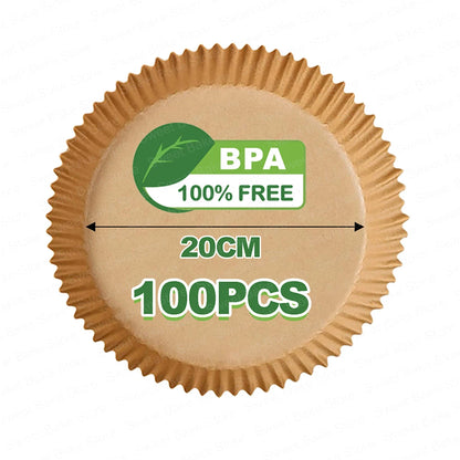 16/20/23CM Round Air Fryer Disposable Baking Paper Liners Non-Stick Oil-proof Parchment Paper Mat For 3-12QT Steamer Container